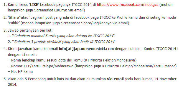 syarat kuis itgcc