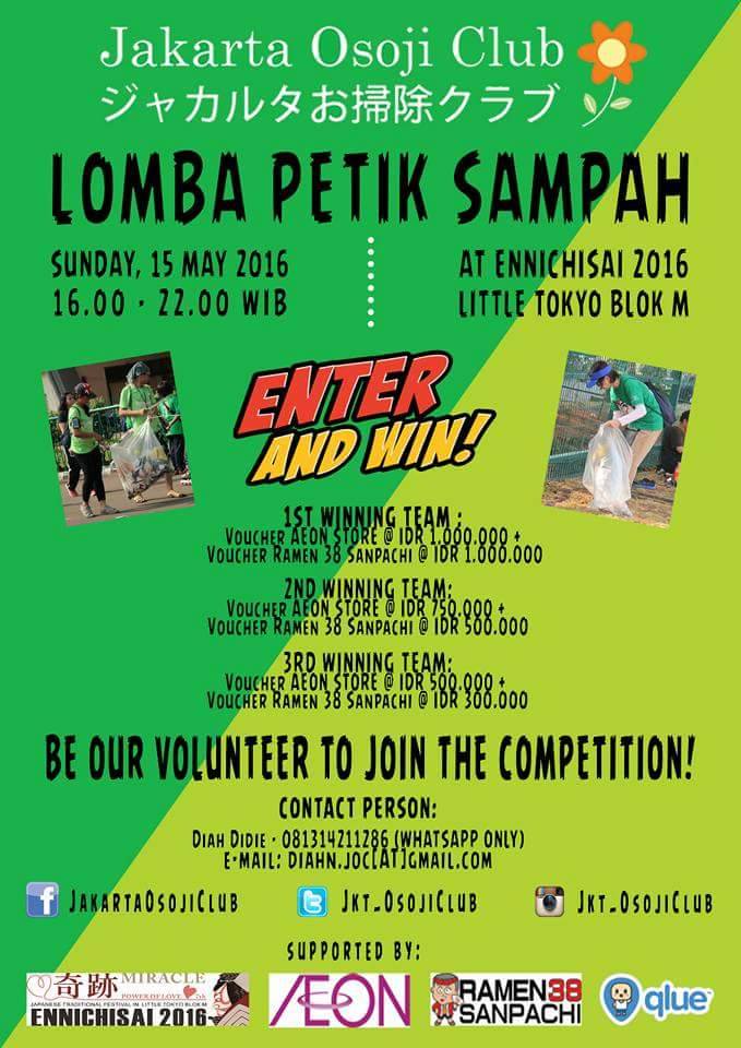 [EVENT COVERAGE] Lomba Petik Sampah AEON JOC di Ennichisai 2016